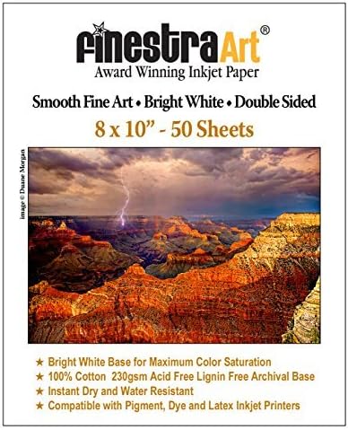 8" X 10" Arte fino liso blanco brillante doble cara - 50 hojas