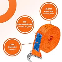10 Stück Spanngurte mit Ratsche und Haken - 4m / 6m - 2000kg 35mm - Ratschen Set - Ratschengurt 2-Teilig - Zurrgurt Orange - TÜV GS Geprüft und gemäß DIN EN 12195-2 (Orange, 6 m (10 Stück)) – Ansicht 6