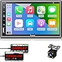 Car Stereo Compatible with Apple Carplay, Double Din 7' Full Touch HD Capacitive Screen - Mirror Link, Bluetooth, Backup Camera, Steering Wheel Controls, Subwoofer, USB/SD Port, AM/FM Car Radio