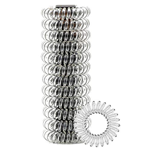Spiral Hair Ties Coil Hair Ties No Crease 12 Pcs Traceless Elastic Hair Ties Waterproof Phone Cord Hair Coils For Women Girls Transparent