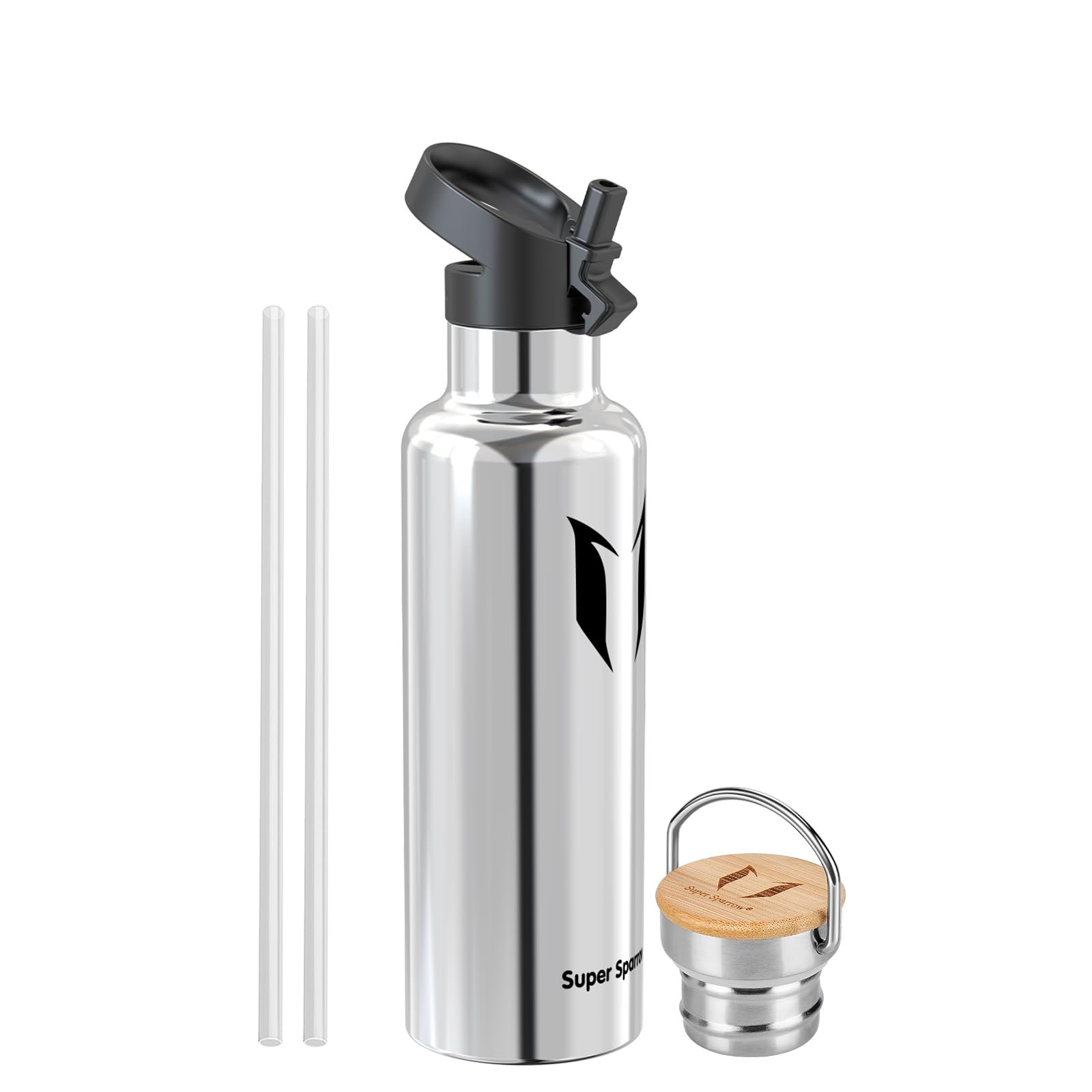 Super Sparrow Borraccia Termica - Bottiglia Termica Senza Perdite - 350ml/500ml/620ml/750ml/1L - Senza BPA Borracce Bambini - Per Scuola, Sport, Campeggio, Palestra, Ciclismo - Con 2 Tappi