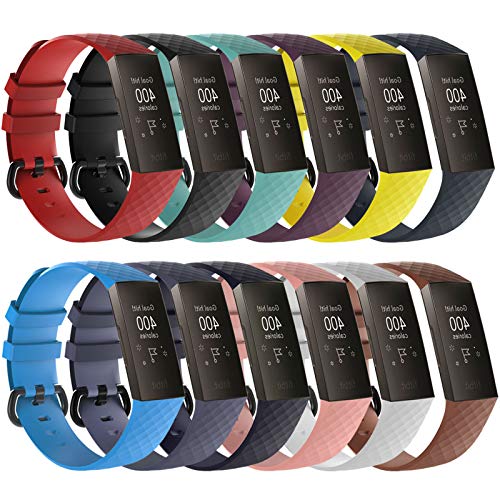 Compatible for Fitbit Charge 3, Soft Silicone Replacement WatchBand Strap Band Wristband for Fitbit Charge 3 (12Pcs, Small)