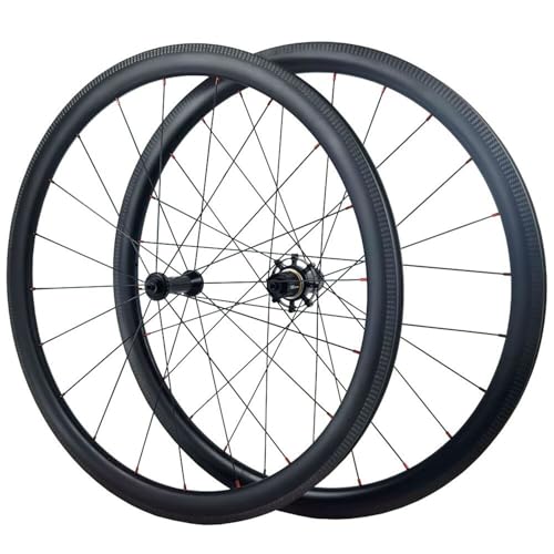 NBTRXWAFR Ruedas De Bicicleta De Carretera Carbono 700C Llanta para Cubierta Freno En V 38/50 Mm Ruedas De Bicicleta Carreras 28 Mm Ancho 45# Radios Sólo 1830G Mate,40MM
