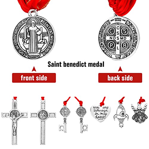 Xinnun 2 Pcs Saint Benedict Medal Protection from Evil Blessing Charm Catholic Saint Benito Medalla Handmade Jewelry Charms for Women Men Car Gift3