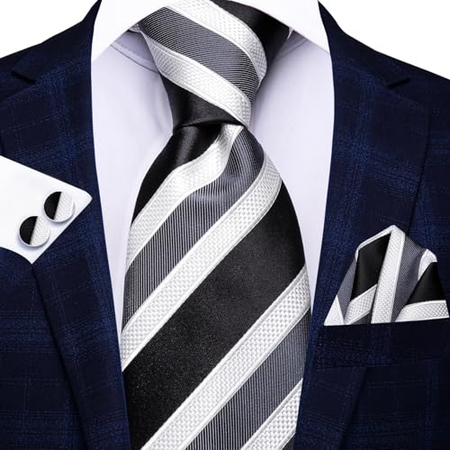 Image of Hi-Tie Men 63inches Tie Set Extra Long Necktie Paisley Tie Pocket Suqare Cufflinks Big and Tall Men Tie
