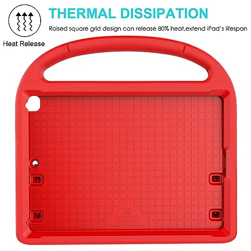 Image of Suplik iPad 9.7 inch 2018(Gen 6) / 2017(Gen 5) Case for Kids Duable Shockproof Protective Handle Bumper Stand Cover with Screen Protector for 9.7 inch iPad Model,Air 1 /2,Pro 9.7, Red