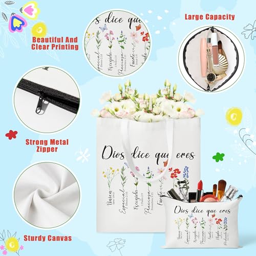 Image of Y1tvei Canvas Bags Gifts, Tote Bag with Makeup Pouch, Birthday Party Favors