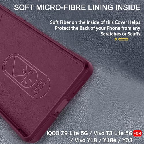 Image of TheGiftKart Liquid Silicon Back Cover Case for iQOO Z9 Lite /Vivo T3 Lite 5G / Y18 /Y18e /Y03 /Y28s /Y37 | Shockproof Military Grade Protection | Micro-Fibre Cloth On Inside | Anti-Slip Grip (TPU, Plum)