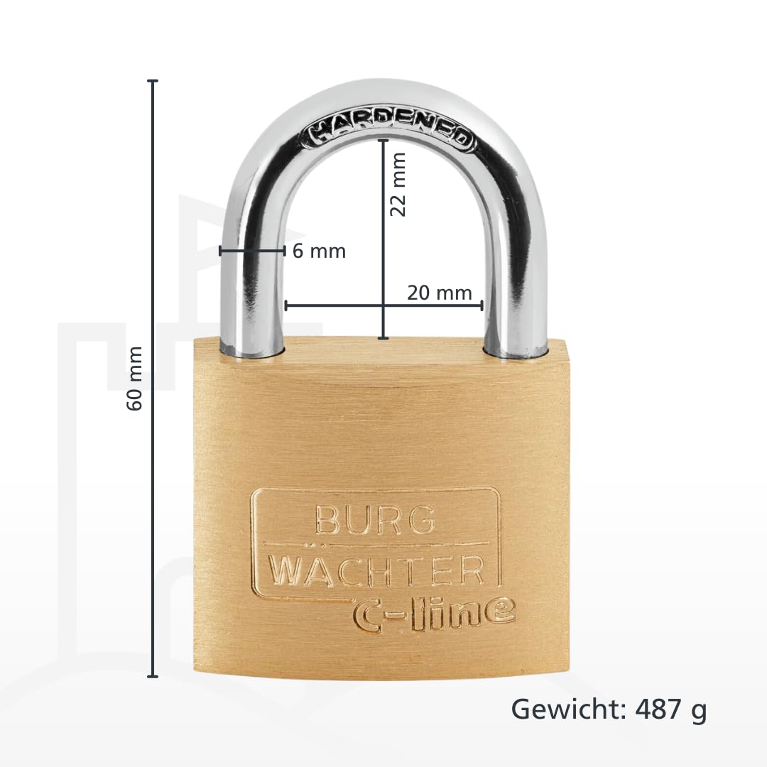 BURG-WÄCHTER 4er-Set Vorhängeschloss mit Schlüssel, Gleichschließend, Vorhangschloss, 6 mm Bügelstärke, Stahlbügel, 4 Schlüssel, Quadro 222 40