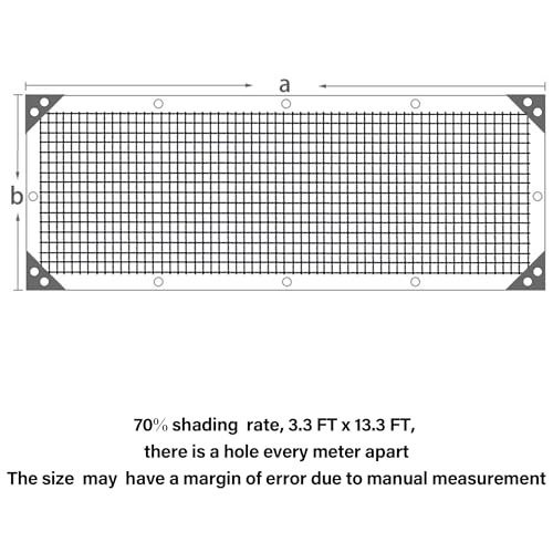Image of winemana 70% Black Shade Cloth, 3.3 x 13.3 FT Mesh Tarp for Garden Greenhouse Patio, Plants Heat Protection, Outdoor Sun Shade Cover, Resistant Netting Screen with Grommets for Growing Chicken Coop