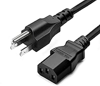 LORDTRONICS 5ft 3-Prong AC Power Cord, 10A 125V Black Cable for TV, Monitor, Laptop, Printer - Samsung Dell LG Compatible