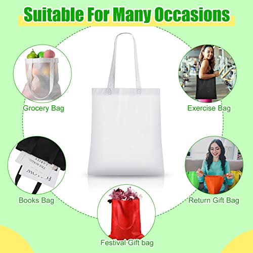 Jexine 100 Pack Non Woven Tote Bags Bulk 13 X 15 Inch Large Reusable Grocery Bags With Long Handles Fabric Blank Tote Bags For Kids Birthday Party Favors Gifts, Retail Stores, Shopping, 20 Colors #TOP4