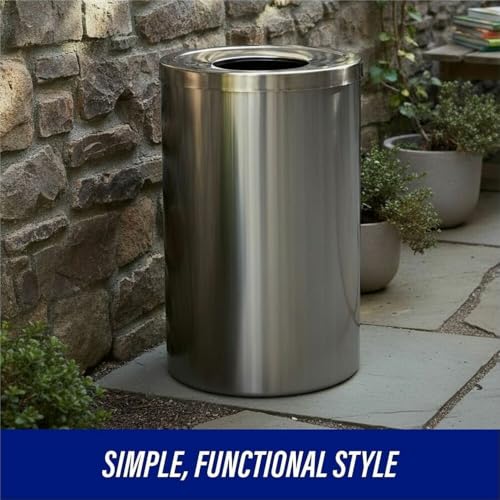 Image of Genuine Joe Round Indoor Waste Receptacle, 30 gal Capacity, 31.5 inch x 20 inch Diameter, Stainless Steel