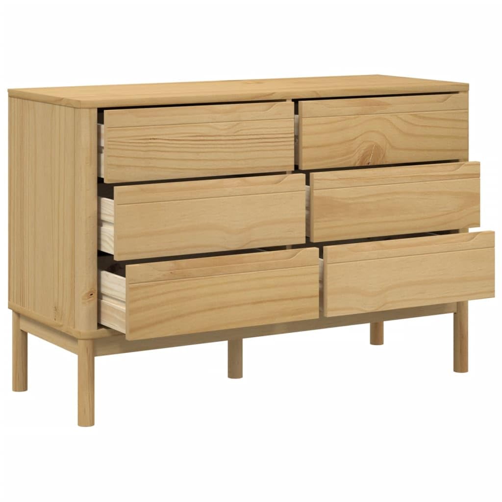 vidaXL Cómoda cajonera Floro Madera Maciza de Pino marrón Cera, cajonera, Mueble de Almacenamiento, Mueble aparador, cajoneras, archivador
