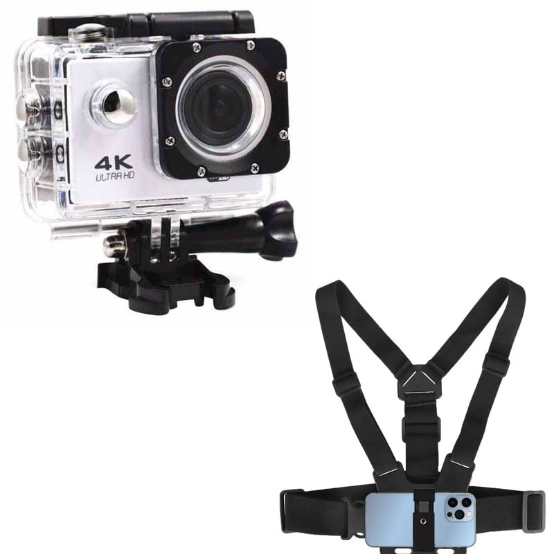 Drumstone White 4K WiFi 16MP Sports Action Camera 30M Underwater Waterproof Camera with Adjustable View Angle with Adjustable Body Harness Chest Belt Strap with Mobile Clip and Screw Converter-image-13