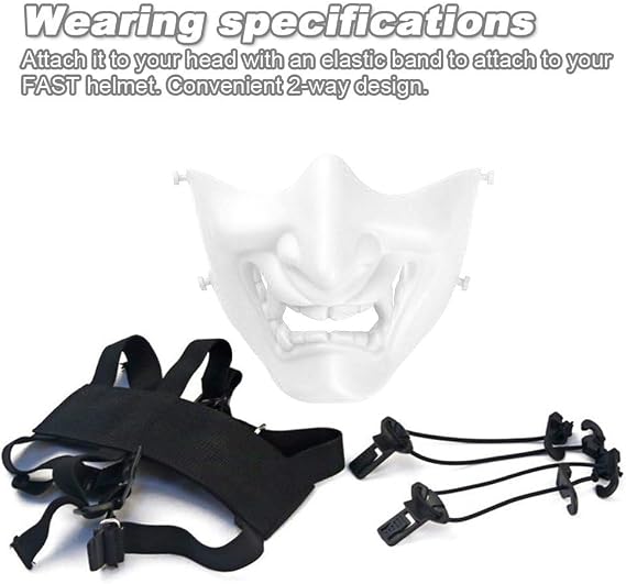 Samurai Oni Half Face Masks Japanese Kabuki Samurai Hannya Oni Tactics Half Face Masks Protective Accessories Halloween Party Props