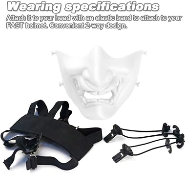 Samurai Oni Half Face Masks Japanese Kabuki Samurai Hannya Oni Tactics Half Face Masks Protective Accessories Halloween Party Props