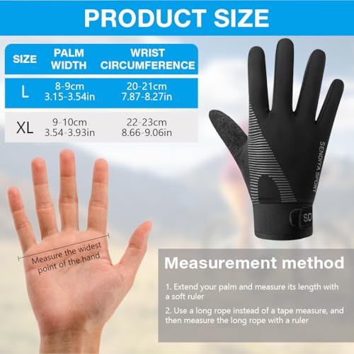 Image of PROBEROS Sun Protection Gloves, UV UPF 50+ Summer Gloves for Men Women, Breathable Ice Silk Cool Anti-Slip Touch Screen Design, Fashion Outdoor Sport Cycling Gloves for Motorcycle, Bike, Riding - L