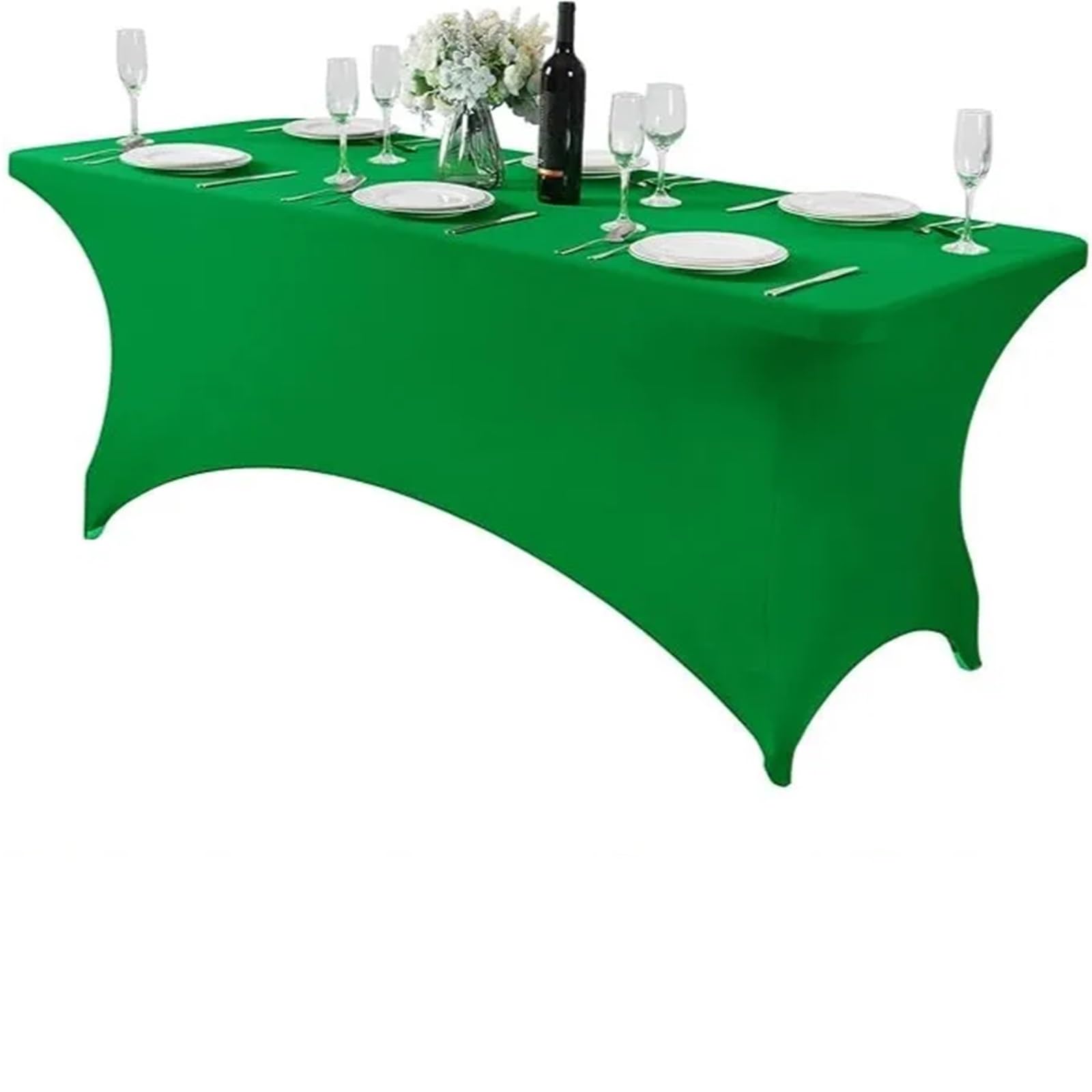 SNGUOQ 2pcs 4Ft 6Ft Spandex Table Cover Universal Fitted Stretch Tablecloth for Party, Banquet, Wedding and Events For Event, Wedding(Green,4ft)