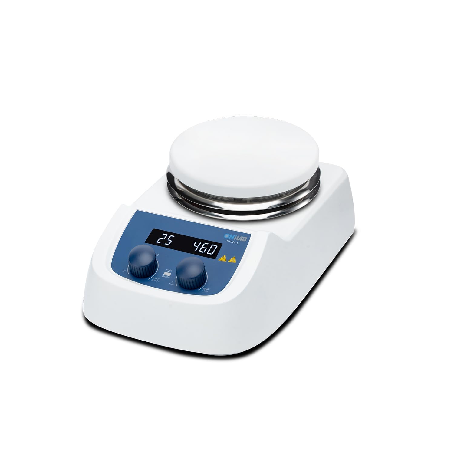ONiLAB Piastra calda magnetica digitale a LED da 12,7 cm, con piastra riscaldante rivestita in ceramica, piastra di miscelazione a 280 °C, miscelatore magnetico da 3000 ml, 200-1500 giri/min, barra di