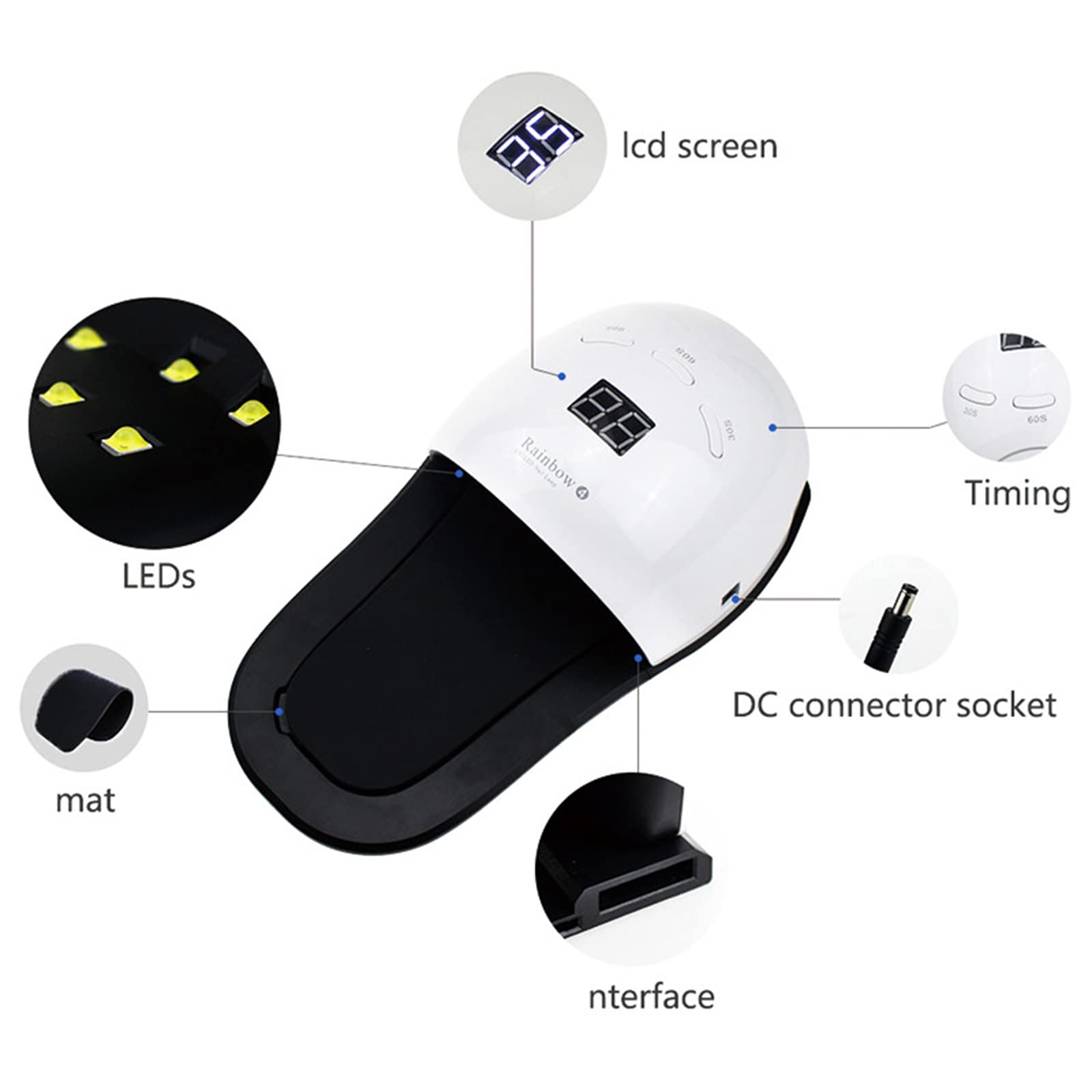 Asciuga smalto per unghie, lampada LED per unghie, lampada sensore intelligente 48W 30 LED lampada per asciugatura smalto gel con piedini sensore automatico per manicure
