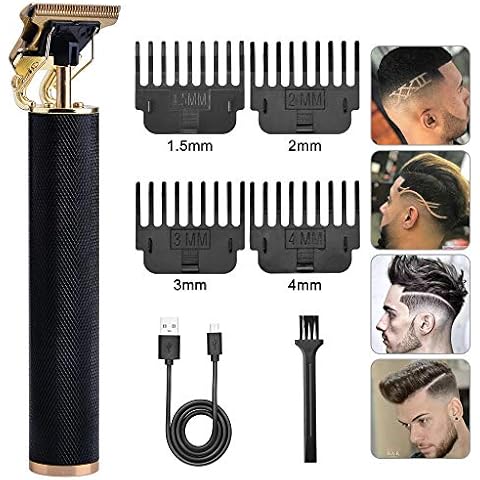 Guijiyi Hair Clippers Men, Electric T-Blade Trimmer, USB Rechargeable Beard Trimmer Men, with 4 Guide Combs, Waterproof Cordless Hair Trimmer, for Home & Barber Use (Black) Cover