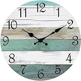 CHYLIN Wall Clock Silent Non Ticking Wall Clocks Battery Operated,Teal Rustic Clock Decorative for Kitchen Bathroom Bedroom Living Room(8 Inch)
