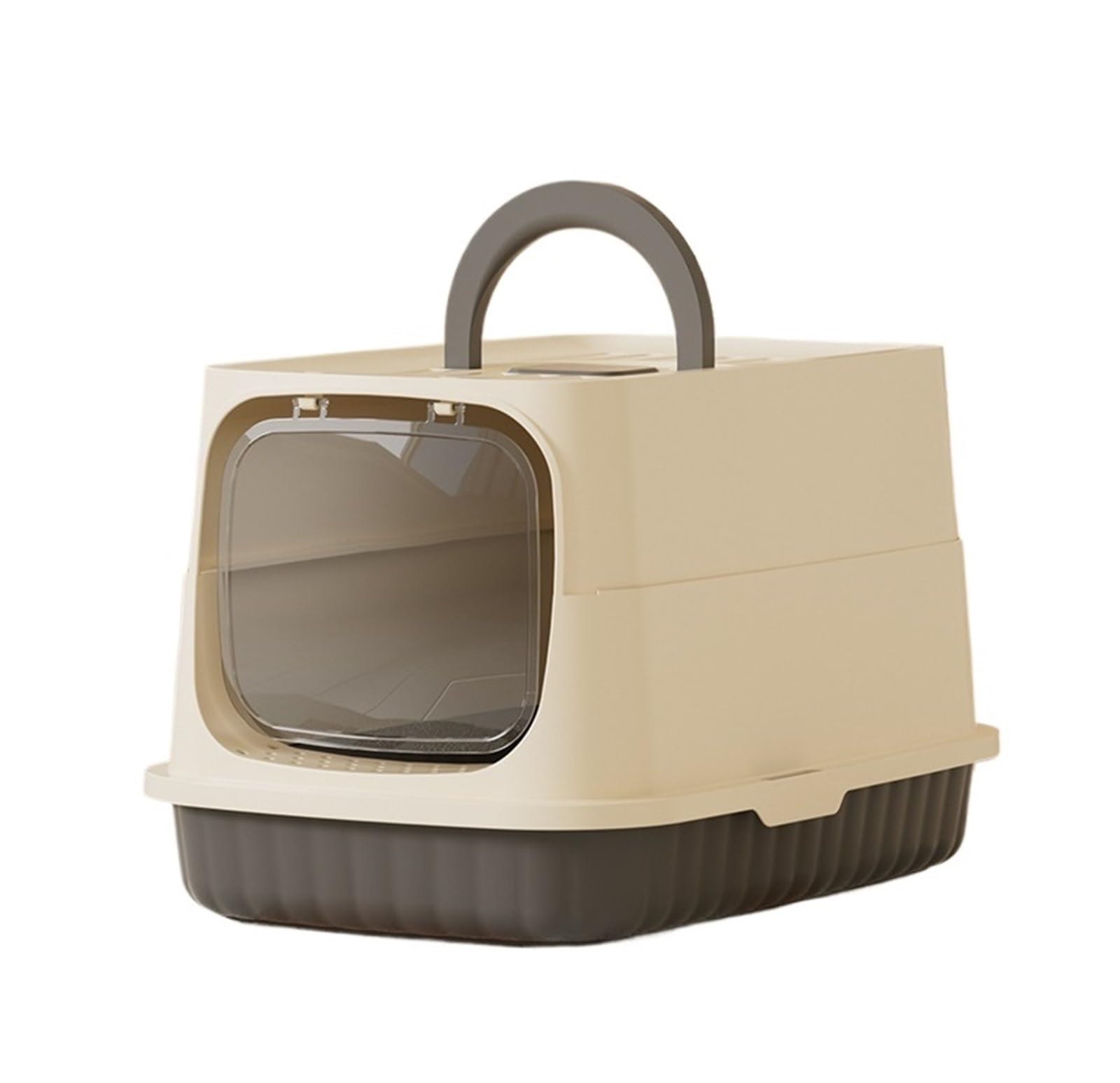Bandeja de Arena for Gatos Cerrada con asa, Caja de Arena Grande Desmontable for Gatos, antisalpicaduras, fácil Limpieza, for Interiores(Grey)
