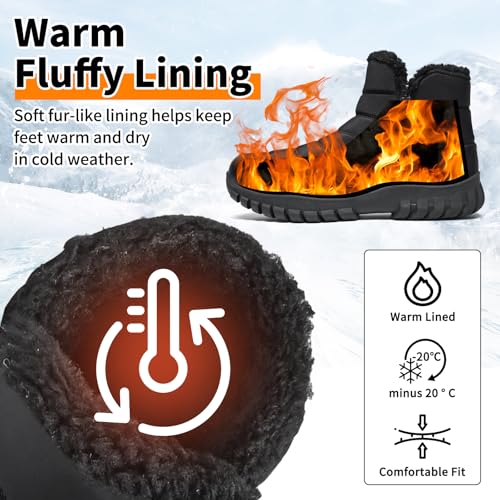 Hanani Men's Winter Snow Boots Faux Fur Lining Waterproof Anti Slip with Side Zippers Warm Boots Outdoor Lightweight Walking Snow Boots for Men2
