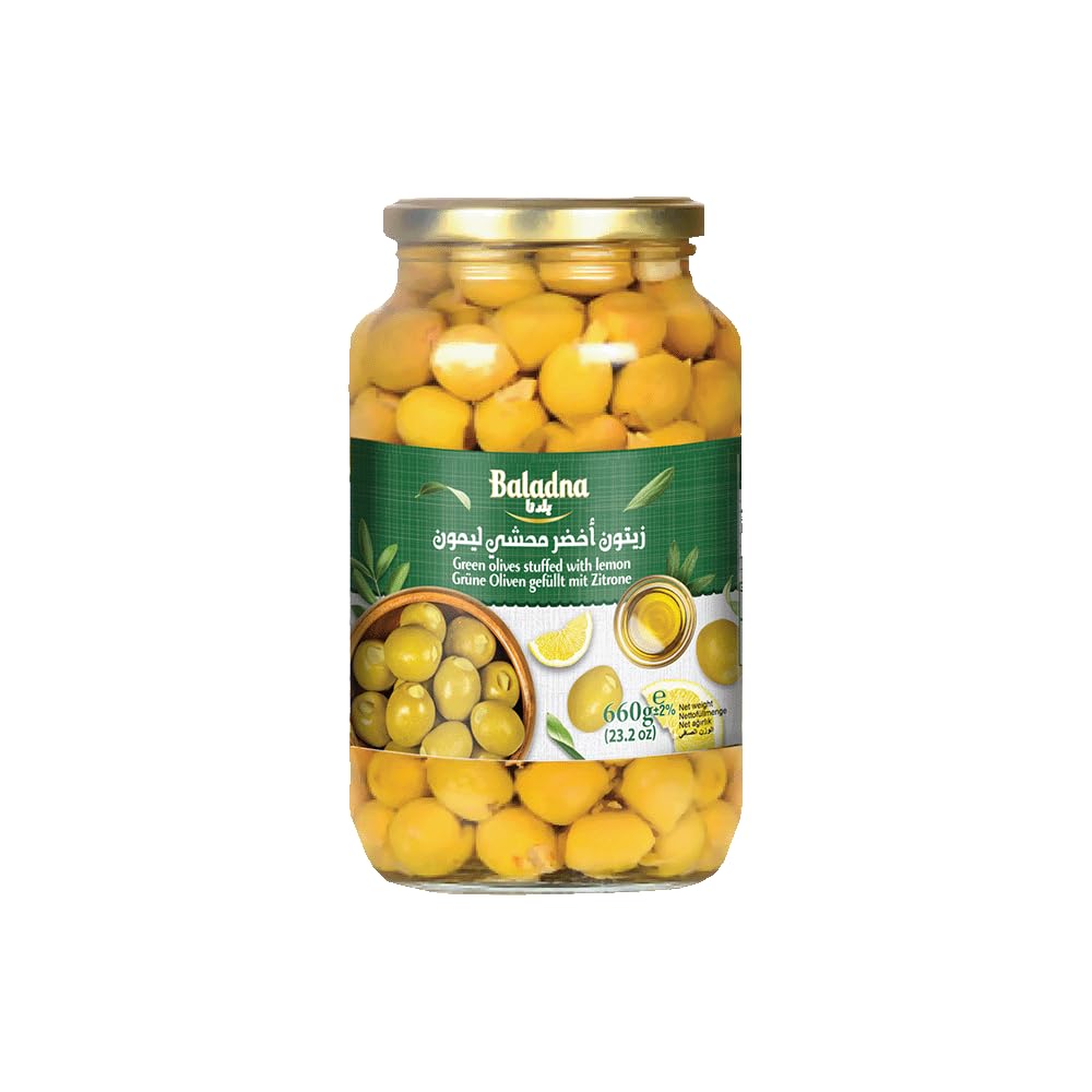 Baladna Grüne Oliven gefüllt mit Zitrone Halal 660 g x 12 Pcs