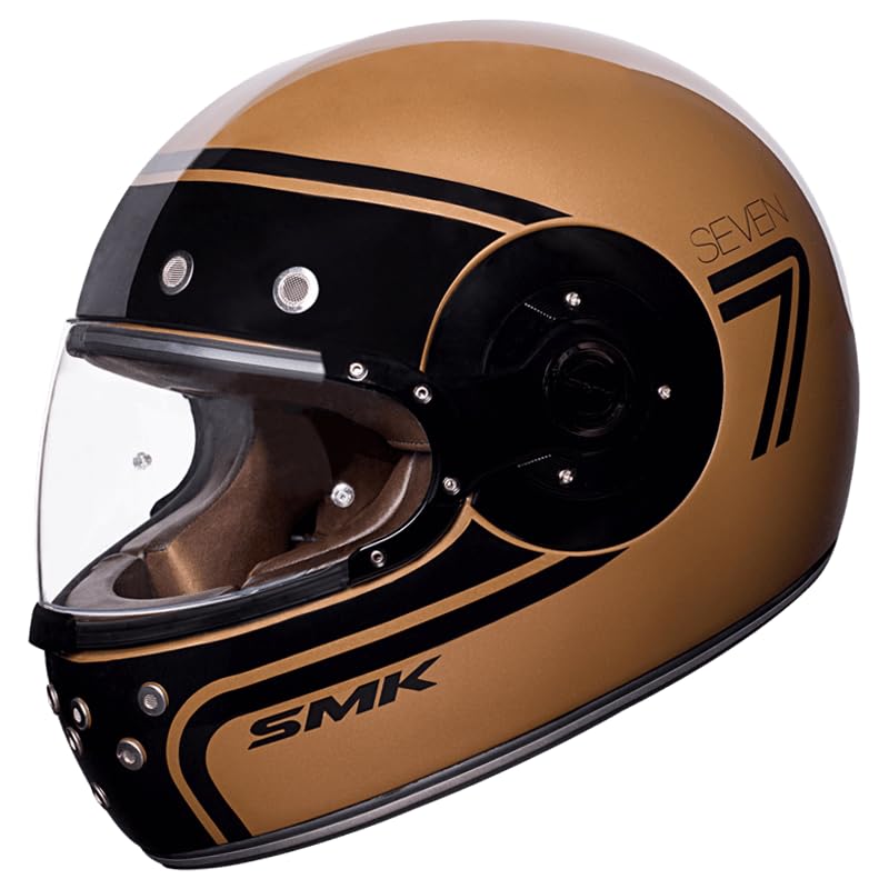 Image of SMK Retro Ranko Full Face Helmet, Matt Black Grey, ISI DOT ECE Certified, Model MA626
