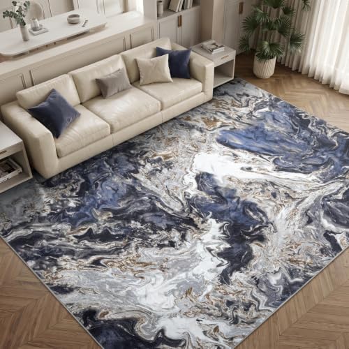 YIHOUSE 8’ x10’ Blue Coastal Area Rug Washable Non Slip Living Room Carpet