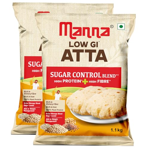 Image of Manna High Protein Multigrain Atta Low GI Sugar Control with 21g Protein, 14g Fibre (in 3-4 Rotis) 2. 2kg