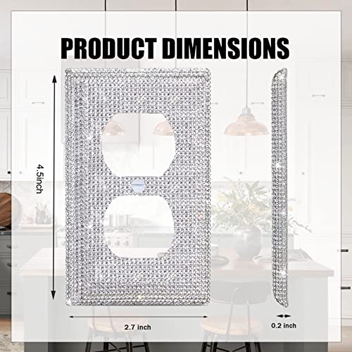Image of 2 Pcs Shiny Silver Rhinestones Outlet Covers Wall Plates Light Switch Cover Plate Rhinestones Outlet Plate Decoration Outlet Switch Cover Wall Plate Outlet Cover