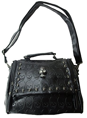 Sac à main style rockabilly punk rock - Noir - Motif tête de mort Cover