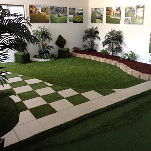 QYH Artificial Grass Tile Interlocking Floor Tiles Grass Deck Mats Tile Fake Grass Turf Synthetic Grass Carpet For Indoor Outdoor Patio Flooring 1'x1' (9 pieces) - Thumbnail 3