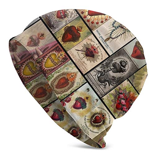 Sacred Heart Collage Jesus Christ Heart Cross Cover Art Religious Beanie Men Women