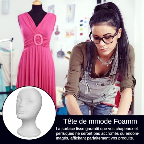Dranng Tête Mannequin Femme Polystyrène, Tête De Mannequin En Polystyrène Pour Perruque, Tête De Mousse Pour Les Cheveux, Les Chapeaux – vue 7