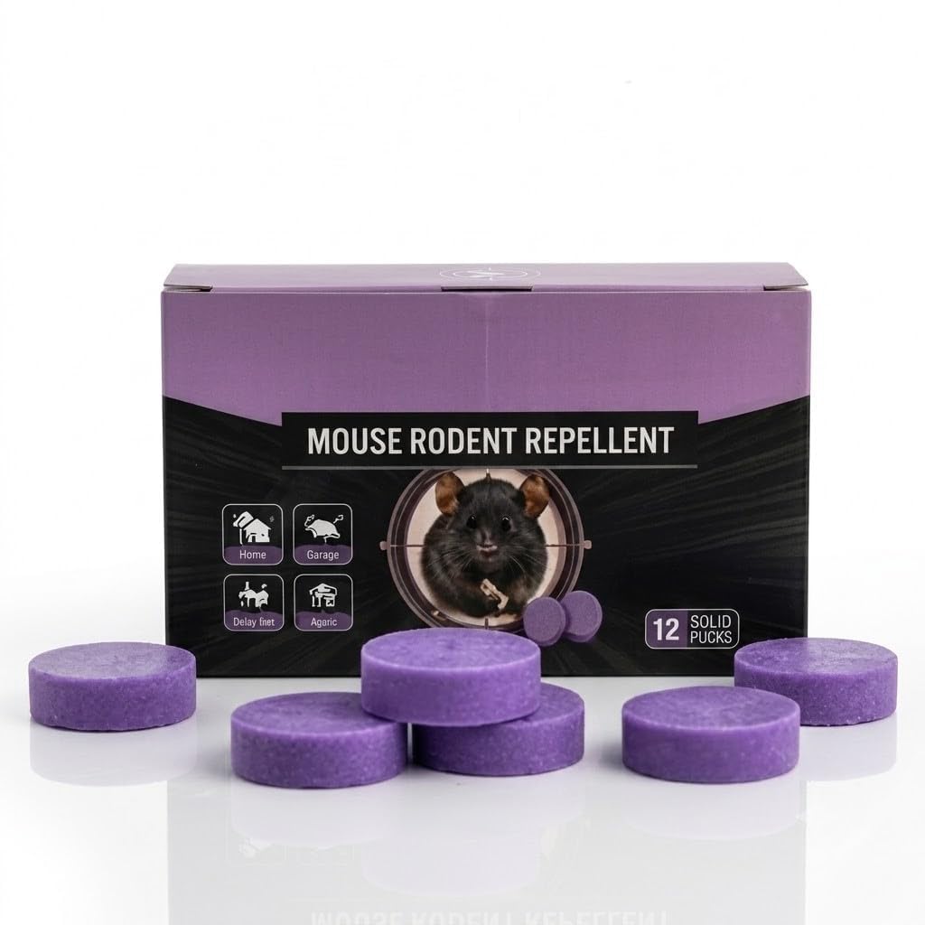 Mouse Rodent Repellent 12 Solid Pucks | Natural Odor Rat & Mouse Repellent | Long-Lasting No-Kill Rodent Deterrent for Home, Kitchen, Garage, Warehouse, Office, Basement & Indoor Outdoor Pest Control-image-15