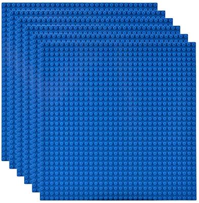 Lekebaby 6 Platten-Set Bauplatte Kompatibel mit Meisten Marken, 25 * 25cm, Blaue Grundplatte