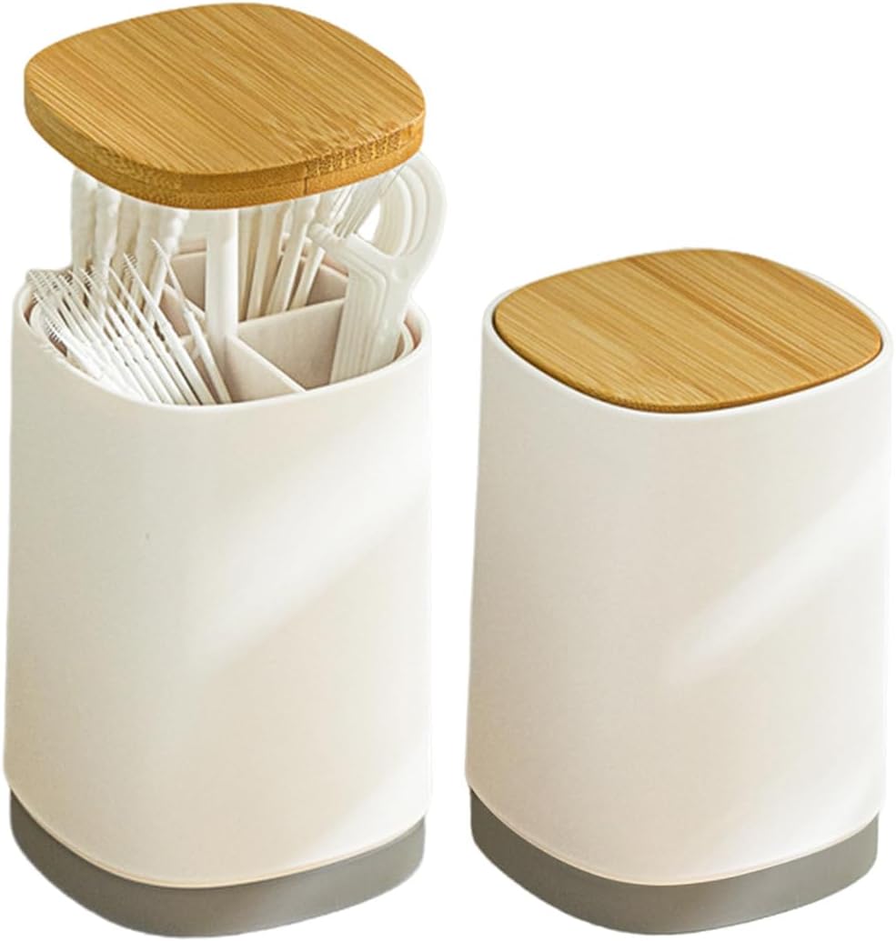 Toothpick Holder, Portable Retractable Toothpick Dispenser Retro Pop Up Toothpick Case Storage Organizer for Kitchen (Grey)