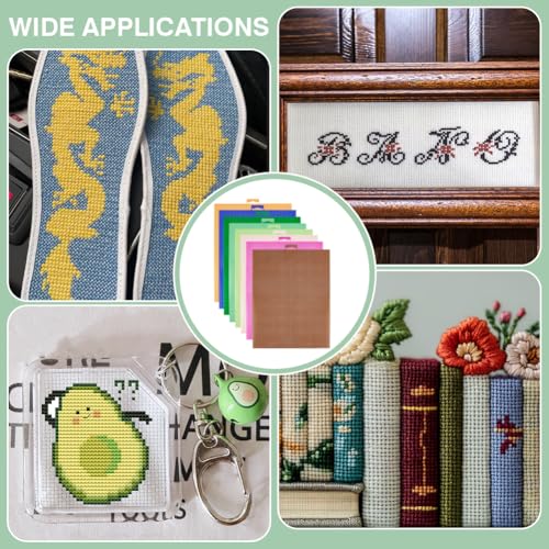 Image of BENECREAT 8Pcs 8 Colors Plastic Mesh Canvas, 14CT Mesh Plastic Canvas Sheets Mixed Color for Embroidery Crafting, Cross Stitching, Knit Crochet Yarn Crafting
