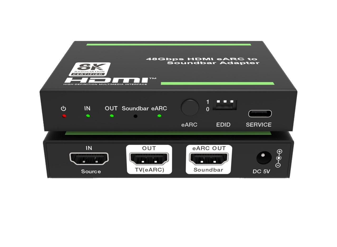 8K@60 HDMI Audio to eARC Audio Extractor/Adapter, Out Audio to Soundbar, Compatible with SONOS ARC and Beam, Support 4K120Hz, HDR10+, Dolby Vision, Dolby Atmos, DTS:X Pass-Through