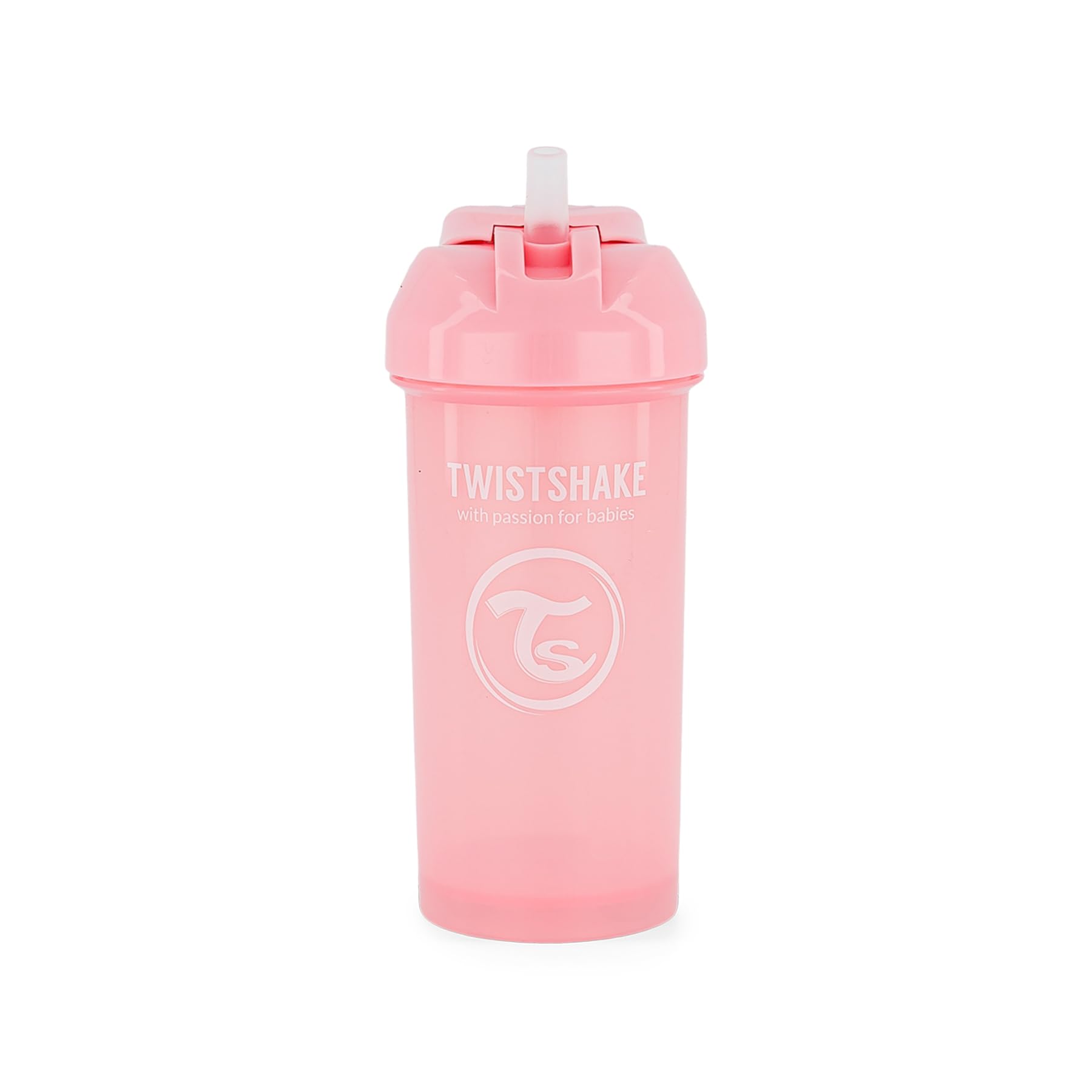 Copo Com Canudo Twistshake 360ml - Antivazamento Rosa Pastel