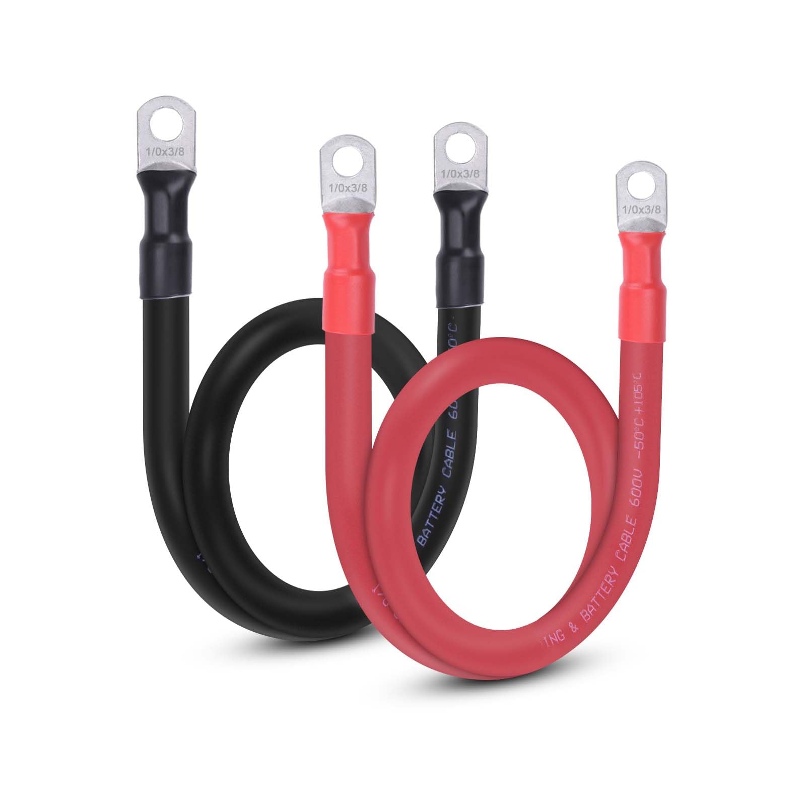 Shirbly 1/0 AWG OFC Pure Copper Battery Cable with 3/8" Terminals
