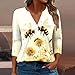 Dressy Tops for Women 2025 Bee Print 3/4 Sleeve Shirts Cotton V Neck Casual Tunic Blouse Loose Fit Fashion Summer Blouses