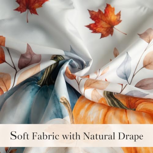 Image of Fall Pumpkin Kitchen Curtains 3 Piece Set Tier Valance