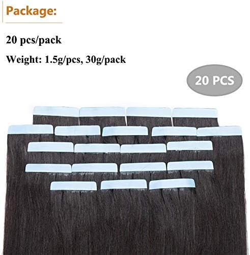 Elailite 20 Pcs Tape Hair Extensions Real Human Hair - Thin Type - Seamless Skin Weft Remy Hair Extension (#1B Natural Black, 18 Inch (30 g)) - Image 3