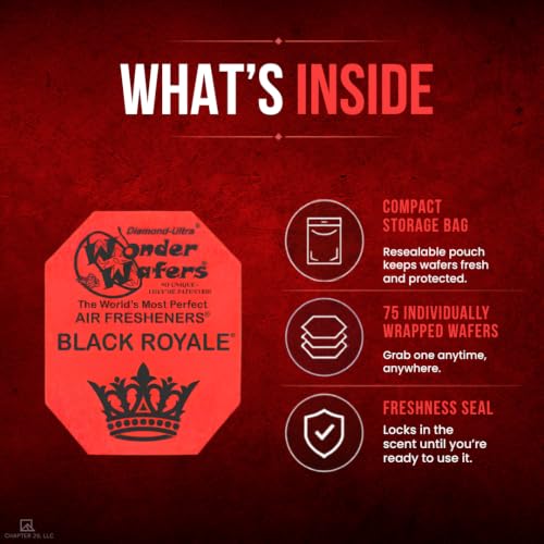 Image of Wonder Wafers 75 Count Air Fresheners Individually Wrapped, Black Royale Fragrance