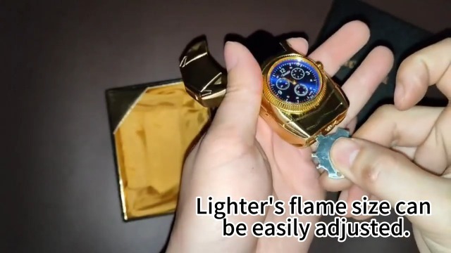 Encendedor antorcha forma de auto con reloj y llama roja miniatura 7